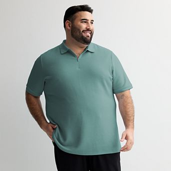 Big & Tall FLX Textured Knit Zipper Polo