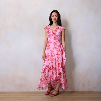 Petite LC Lauren Conrad Flutter Ruffle Wrap Maxi Dress