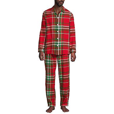 Men's Lands' End Flannel 3-pc. Pajama Top & Bottom Set
