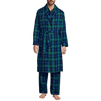 Men's Lands' End Flannel 3 pc Pajama Top & Bottom Set