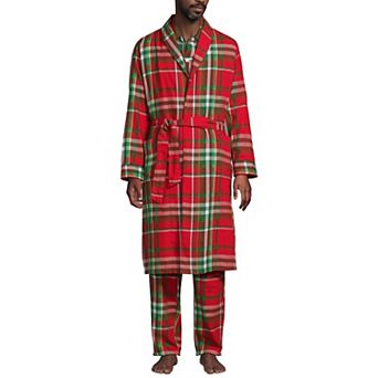 Men's Lands' End Flannel 3 pc Pajama Top & Bottom Set