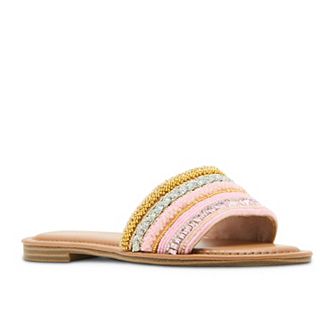 madden girl Friendship Pink Embellished Women's Slide Sandals