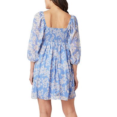 Juniors' WallFlower Pleated Bodice 3/4 Sleeve Mini Dress