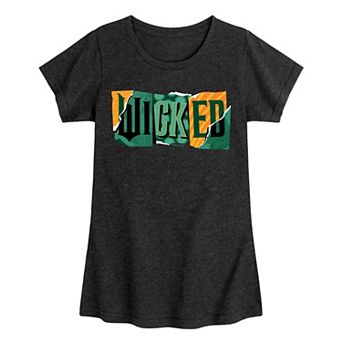 Girls 7-16 Wicked For Good Logo Ripped Graphic Tee