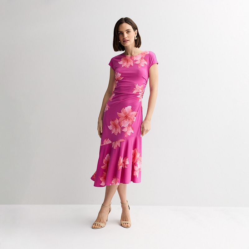 chiffon dress formal dress patterns with lace Ever-Pretty Sequin Short Sleeves A-Line Sheath Dress Gold Shoes line Mother of the ruched draped COLOR:As Photo(PINK)