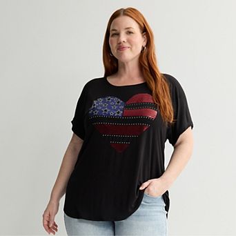 Plus Size Apt. 9® Short Sleeve Embellished Tee
