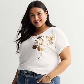 Plus Size Apt. 9® Short Sleeve Embellished Tee