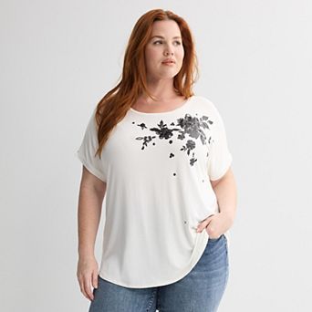 Plus Size Apt. 9® Short Sleeve Embellished Tee