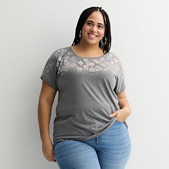 Plus Size Apt. 9® Short Sleeve Embellished Tee