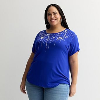 Plus Size Apt. 9® Short Sleeve Embellished Tee