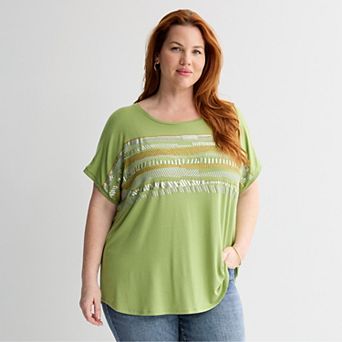 Plus Size Apt. 9® Short Sleeve Embellished Tee