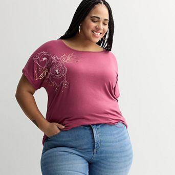 Plus Size Apt. 9® Short Sleeve Embellished Tee