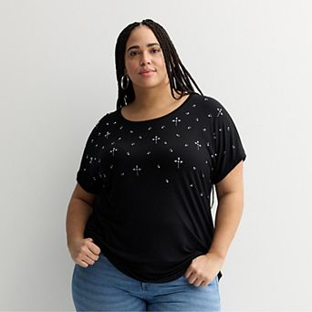 Plus Size Apt. 9® Short Sleeve Embellished Tee