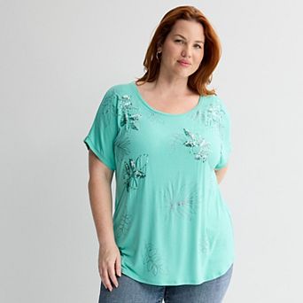 Plus Size Apt. 9® Short Sleeve Embellished Tee