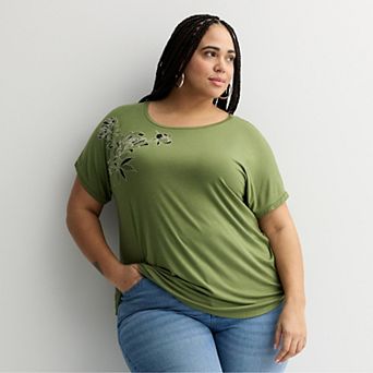 Plus Size Apt. 9® Short Sleeve Embellished Tee