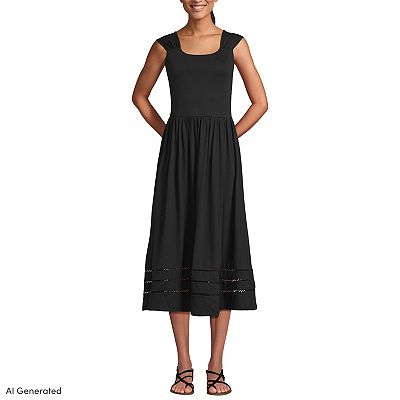 lands' end ladies' tiered midi dress Women's Petite Cotton Modal Twist Front Tiered Maxi Dress - Lands' End - Black