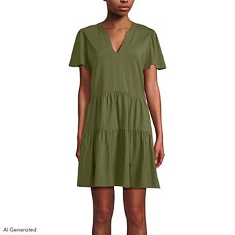 Women's Lands' End Cotton Jersey Tiered Mini Dress