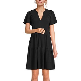 Women's Lands' End Cotton Jersey Tiered Mini Dress