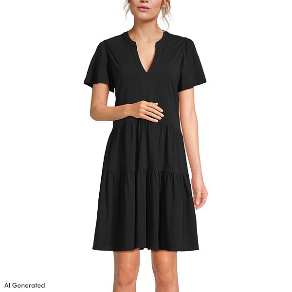 Women's Lands' End Cotton Jersey Tiered Mini Dress