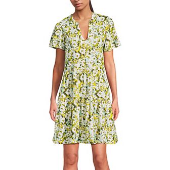 Women's Lands' End Cotton Jersey Tiered Mini Dress