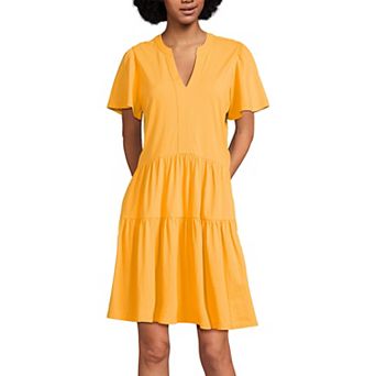 Women's Lands' End Cotton Jersey Tiered Mini Dress
