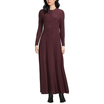Women's Lands' End Silky Knit Ruched Maxi Dress