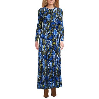 Women's Lands' End Silky Knit Ruched Maxi Dress