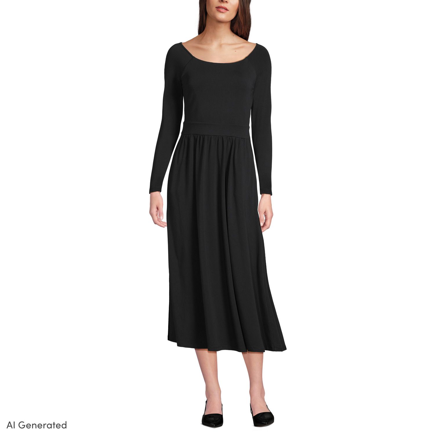 Женские платья Lands' End Cotton Modal Off Shoulder Midi Dress — фото 1