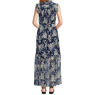Women's Lands' End Chiffon Ruffle Detail Maxi Dress