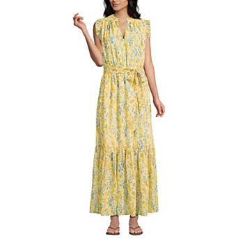 Women's Lands' End Chiffon Ruffle Detail Maxi Dress