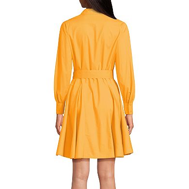Women's Lands' End Embroidered Poplin Button Front Dress
