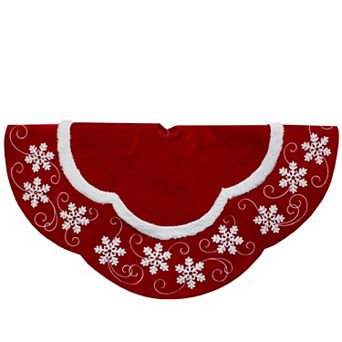Northlight 48-Inch Velvet Snowflake Scallop Christmas Tree Skirt