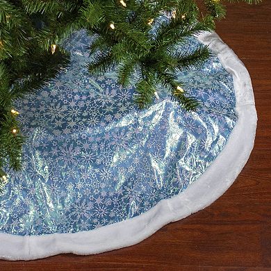 Northlight 48-Inch Iridescent Mesh Glittered Snowflakes Christmas Tree Skirt