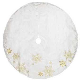 Northlight 48-Inch Gold Finish Embroidered Snowflakes Christmas Tree Skirt