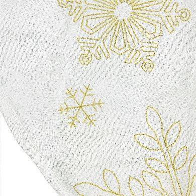 Northlight 48-Inch Gold Finish Embroidered Snowflakes Christmas Tree Skirt