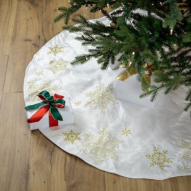 Northlight 48-Inch Gold Finish Embroidered Snowflakes Christmas Tree Skirt