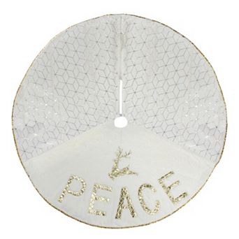 Northlight 48-Inch Peace & Reindeer Christmas Tree Skirt