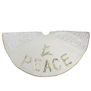 Northlight 48-Inch Peace & Reindeer Christmas Tree Skirt