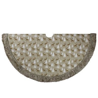 Northlight 48-Inch Knit Deer & Tree Christmas Tree Skirt
