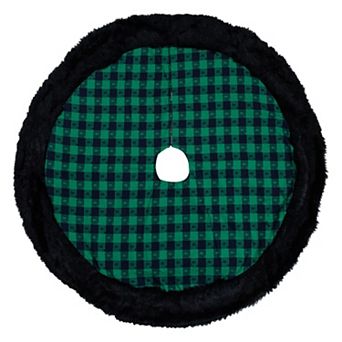 Northlight 48-Inch Green & Black Plaid Plush Christmas Tree Skirt