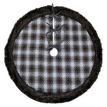 Northlight 48-Inch Brown & White Plaid Faux Fur Christmas Tree Skirt