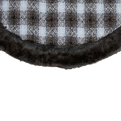 Northlight 48-Inch Brown & White Plaid Faux Fur Christmas Tree Skirt