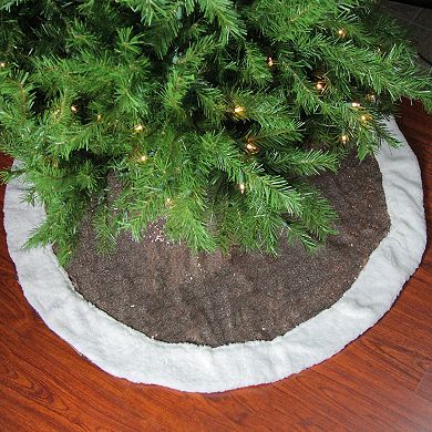 Northlight 48-Inch Paillette Sequins Brown Christmas Tree Skirt