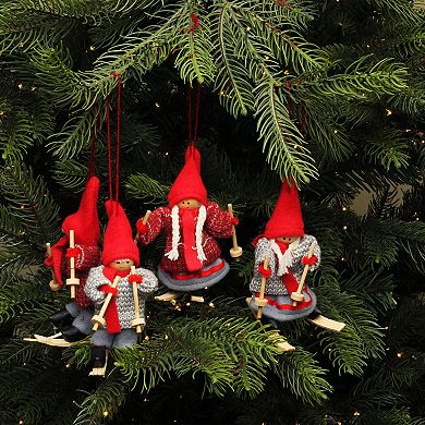 Northlight Set of 4 Skiing Kids Christmas Ornaments