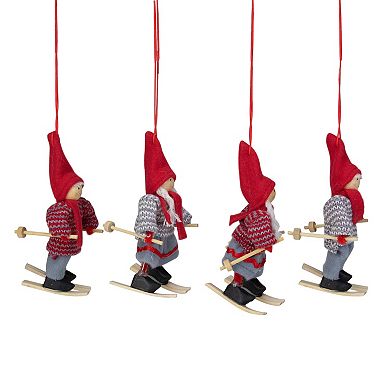 Northlight Set of 4 Skiing Kids Christmas Ornaments