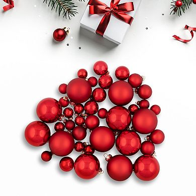 Northlight 40ct Shiny & Matte Glass Ball Christmas Ornament Set