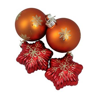 Northlight Shiny Glass Star & Ball Christmas Ornaments 4 pk