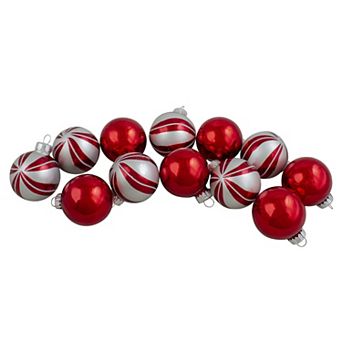 Northlight Swirl 2-Finish Christmas Glass Ball Ornaments 12 pk