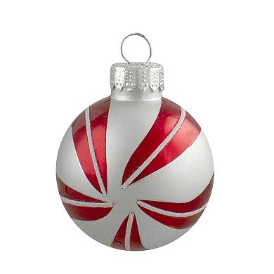 Northlight Swirl 2-Finish Christmas Glass Ball Ornaments 12-pk.