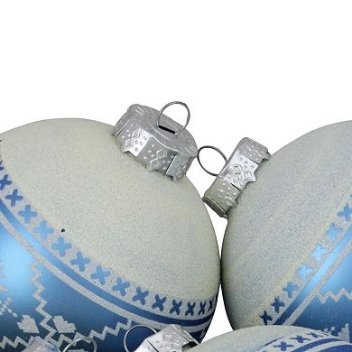 Northlight Nordic Fair Isle Glass Ball Christmas Ornament 4-Pc. Set